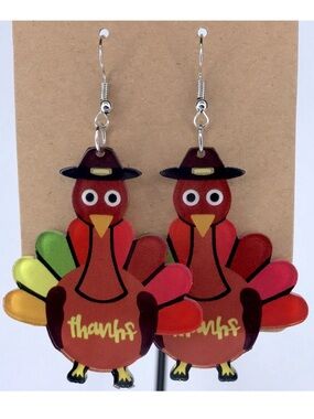 Acrylic Turkey Thanksgiving Fall Design Earrings Fashion Jewelry